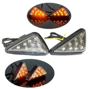 Royal Piston Universal Triangle Flush LED 2Pcs 12V Motorcycle Night Ride Lamp. Flashing Brake/Turn Signal Lights, Amber Visibility. (2pc Black)