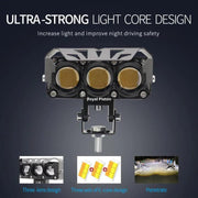Royal Piston 3-Eye Fog Light with Switch - Mega Drive With Laser Spot Beam & Korean Led Chips Enhanced Arrival, Wider Coverage 3 Round LEDs For Bikes, Cars (6 Months Warranty)