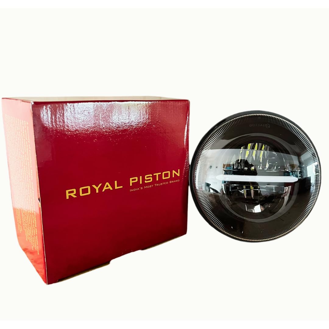 Royal Piston Daymaker Minus 7" LED Headlight | 110W CREE/Osram | High/Low + DRL Beam LED Headlight, 6 Months Warranty Compatible With Royal Enfield, Thar, Gypsy (Original)