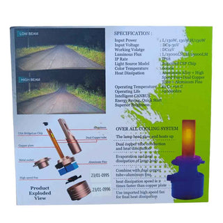 Royal Piston H4 130W Copper Plate Hypersonic LED Headlight Bulb Powerful High Beam/Low Beam For Mahindra Thar (2 Year Warranty)
