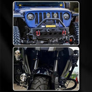 Royal Piston™ HJG Skull Flashing Fog Light 3 in 1 Spot Light with Flood Light Original Laser Fog Light in Yellow + Red + White For Bike/Car/Thar/Jeep (pack of 2)