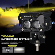 Royal Piston LED Fog Light For Bike | 4 LED Chip Yellow , white and Red Colour Auxiliary Lamp | With 6 Months Warranty & Switch | Waterproof Fog Lamp for Bike/Car/SUV