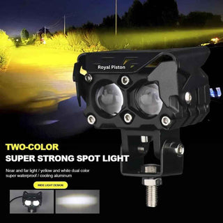 Royal Piston LED Fog Light For Bike | 4 LED Chip Yellow , white and Red Colour Auxiliary Lamp | With 6 Months Warranty & Switch | Waterproof Fog Lamp for Bike/Car/SUV