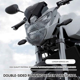 Royal Piston Universal Motorcycle LED Projector Handlebar Lamp: 12 LED, Double Color Flow Type Sequential 2-in-1 Yellow + Blue Indicators. 2pc