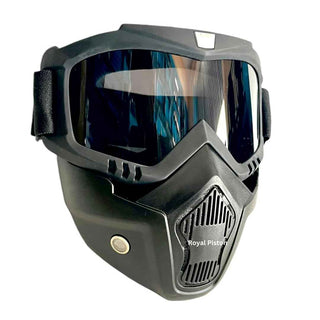 Royal Piston Motorcycle Full Face Mask Goggles Mask Motorcycle Splash & Wind Shield Outdoor Eye Protection Glasses | Eyewear Detachable Face Mask Anti Scratch (Transparent)