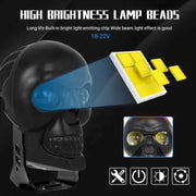 Royal Piston™ HJG Skull Flashing Fog Light 3 in 1 Spot Light with Flood Light Original Laser Fog Light in Yellow + Red + White For Bike/Car/Thar/Jeep (pack of 2)