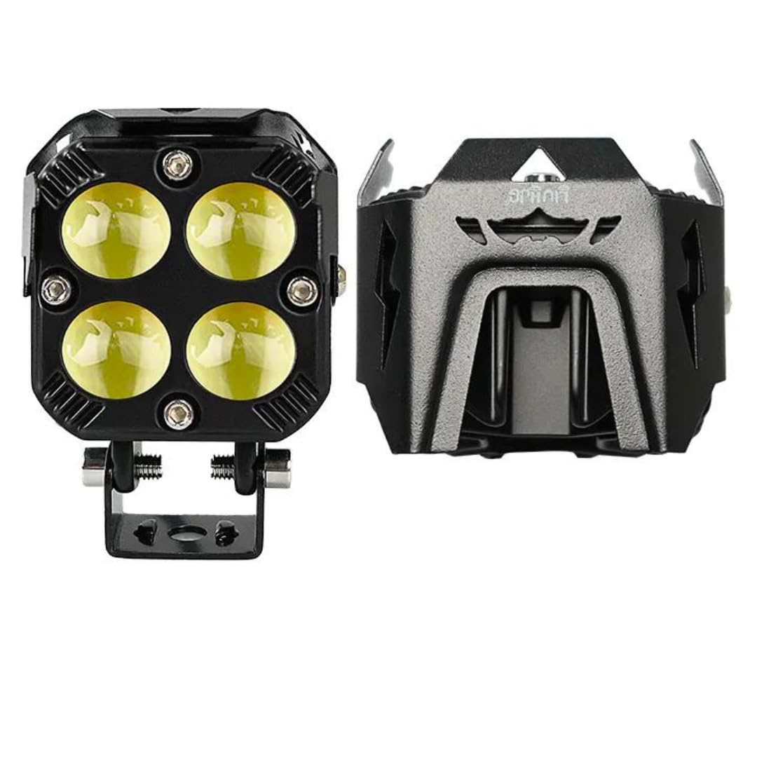 Royal Piston™ 3-in-1 HJG Fog Light: 120W-12V Red, White, Yellow! Illuminate Your Ride with 4 LED Laser Wide Light. Perfect for Bike, Car, Thar, Jeep Adventures