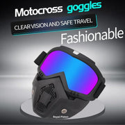 Royal Piston Motorcycle Full Face Mask Goggles Mask Motorcycle Splash & Wind Shield Outdoor Eye Protection Glasses | Eyewear Detachable Face Mask Anti Scratch (Multi Colour)