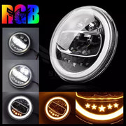 Royal Piston 90W Star Waterproof IP67 7inch Car/Bike Work Light 90W High/Low + DRL Beam LED Headlight (Original HJG- 1pc) - Royal Piston