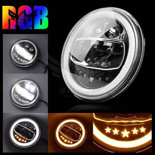 Royal Piston 90W Star Waterproof IP67 7inch Car/Bike Work Light 90W High/Low + DRL Beam LED Headlight (Original HJG- 1pc)