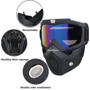 Royal Piston Motorcycle Full Face Mask Goggles Mask Motorcycle Splash & Wind Shield Outdoor Eye Protection Glasses | Eyewear Detachable Face Mask Anti Scratch (Multi Colour)