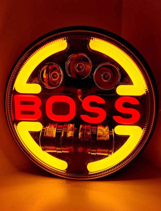 Royal Piston LED Boss Headlight 7inch: 110W OSRAM LED, Korean Chip, High Brightness, High/Low Beam, DRL, Cool Lighting. For Thar, Jeep, Gypsy (1pc)