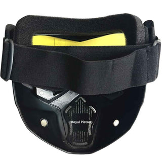 Royal Piston Motorcycle Full Face Mask Goggles Mask Motorcycle Splash & Wind Shield Outdoor Eye Protection Glasses | Eyewear Detachable Face Mask Anti Scratch (Yellow)