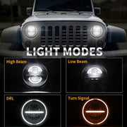 Royal Piston Smart LED 7inch Headlight 75-110W-12V | Latest 2023 CREE/Osram LED | (RP Minus with Ring) | Compatible with Thar/Jeep/Gypsy (Pack of 2)