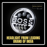 Royal Piston LED Boss Headlight 7inch: 110W OSRAM LED, Korean Chip, High Brightness, High/Low Beam, DRL, Cool Lighting. For Thar, Jeep, Gypsy (1pc) - Royal Piston