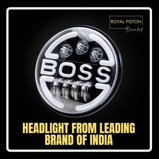 Royal Piston LED Boss Headlight 7inch: 110W OSRAM LED, Korean Chip, High Brightness, High/Low Beam, DRL, Cool Lighting. For Thar, Jeep, Gypsy (1pc)