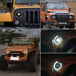 Royal Piston™ Devil Eye LED Headlight - Highest Powerful Beam of All Time, High/Low Beam, DRL, Cool Lighting - Compatible with Thar, Jeep, Gypsy (2pc)