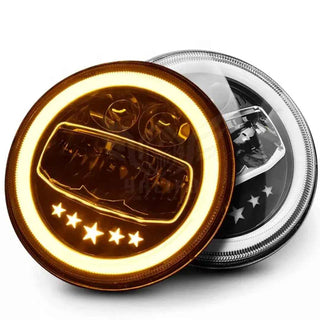 Royal Piston 90W Star Waterproof IP67 7inch Car/Bike Work Light 90W High/Low + DRL Beam LED Headlight (Original HJG- 1pc)