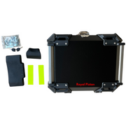 Royal Piston Graphic Motorcycle Top Box – 45L Aluminum Alloy Storage with Padded Interior | Lockable | Weatherproof | Universal Fit for Touring Bikes