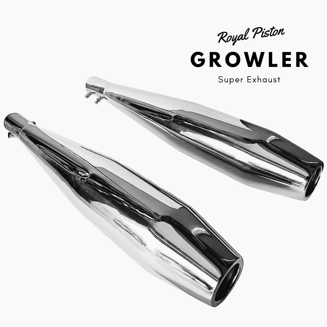 Royal Piston Growler Silencer Compatible With Royal Enfield Super Meteor 650cc Original Sound (Matte Classic Plate)