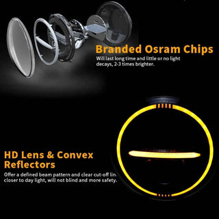 Royal Piston 7" LED Headlight (75-110W) CREE/Osram Minus Ring For RE Compatible with RE Hunter 350, Interceptor, continental GT 650, Himalayan, Classic Reborn + 6M Warranty