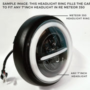 Royal Piston Heavy Built-in Duty RE Meteor 350 Headlight Ring In Premium Finish (Matt Black)