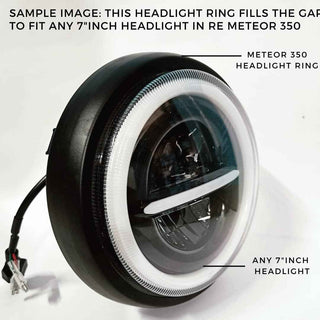 Royal Piston Heavy Built-in Duty RE Meteor 350 Headlight Ring In Premium Finish (Matt Black)