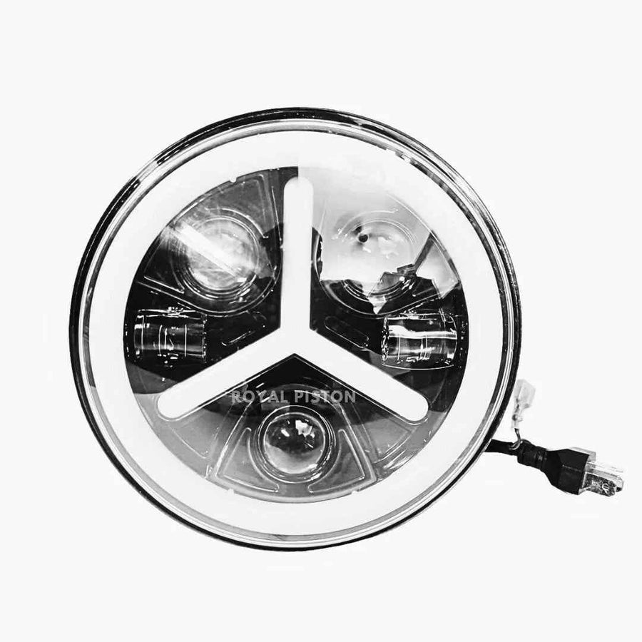 Royal Piston 7" LED Y-Type Bright Headlight 12V-90W Compatible for Royal Enfield/Thar/Jeep (1pc) - Royal Piston