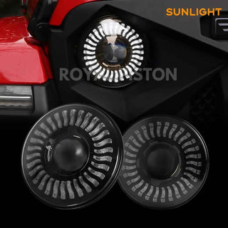 Royal Piston™ ApexBeam LED Headlight: Powerful OSRAM LED, Hightech Korean Chip. High/Low Beam, DRL, Cool Lighting.  For Thar, Jeep, Gypsy (2pc)
