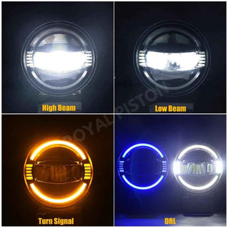 Royal Piston Hawk Eye 7" LED Headlight Highest Powerful Beam of All Time | OSRAM LED, OSRAM LED Minus Hightech Korean Chip, High/Low Beam, DRL | For Thar, Jeep, Gypsy (1pc)