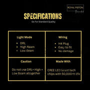 Royal Piston LED Boss Headlight 7inch: 110W OSRAM LED, Korean Chip, High Brightness, High/Low Beam, DRL, Cool Lighting. For Thar, Jeep, Gypsy (1pc) - Royal Piston