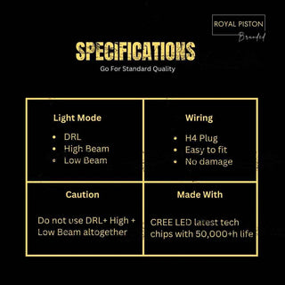 Royal Piston LED Boss Headlight 7inch: 110W OSRAM LED, Korean Chip, High Brightness, High/Low Beam, DRL, Cool Lighting. For Thar, Jeep, Gypsy (1pc)