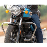Royal Piston Trapezium Leg Guard: Heavy Duty, Stylish Crash Guard, Engine Protection. Compatible with Royal Classic Reborn & Meteor 350 (Chrome)!