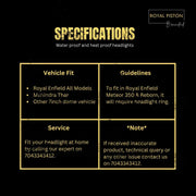 Royal Piston HJG Minus With Ring Headlight 110W: Latest 2023 CREE/Osram LED, High/Low Beam, DRL, Cool Amber Light For Royal Enfield/Jeep/Thar - Royal Piston