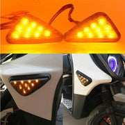 Royal Piston Universal Triangle Flush LED 2Pcs 12V Motorcycle Night Ride Lamp. Flashing Brake/Turn Signal Lights, Amber Visibility. (2pc Black)