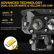 Royal Piston LED Fog Light For Bike | 4 LED Chip Yellow , white and Red Colour Auxiliary Lamp | With 6 Months Warranty & Switch | Waterproof Fog Lamp for Bike/Car/SUV