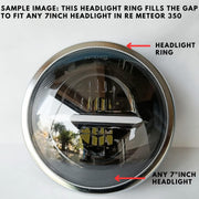 Royal Piston Heavy Built-in Duty RE Meteor 350 Headlight Ring in Premium Finish with Fitting Clips (Chrome) - Royal Piston