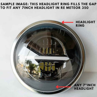 Royal Piston Heavy Built-in Duty RE Meteor 350 Headlight Ring in Premium Finish with Fitting Clips (Chrome)