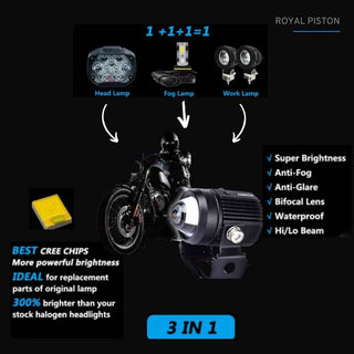 Royal Piston Mini Drive Fog Light: Inbuilt Fan, 2-in-1 White and Yellow Light, Powerful, Wider Area Cover, High Beam Smart LEDs. New Box (HJG) 40W