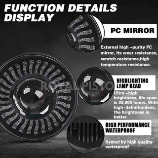 Royal Piston™ ApexBeam LED Headlight: Powerful OSRAM LED, Hightech Korean Chip. High/Low Beam, DRL, Cool Lighting. Royal Enfield Compatible. (1pc)