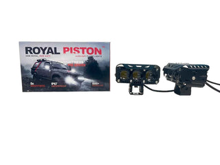 Royal Piston 3-Eye LED Fog Light: Mega Drive, Laser Beam, Korean LEDs - Enhanced Visibility, Wider Coverage (Bikes, Cars, Royal Enfield) + 6 Month Warranty