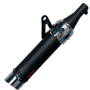 Royal Piston HK Bullet Jet Black Silencer for Royal Enfield – Free-Flow Exhaust | Dual-Tone Chrome Tips | Heat-Resistant Matte Finish | Deep Thump Sound | Direct Bolt-On Fit