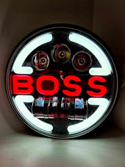 Royal Piston LED Boss Headlight 7inch: 110W OSRAM LED, Korean Chip, High Brightness, High/Low Beam, DRL, Cool Lighting. For Thar, Jeep, Gypsy (1pc) - Royal Piston