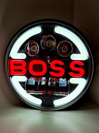 Royal Piston LED Boss Headlight 7inch: 110W OSRAM LED, Korean Chip, High Brightness, High/Low Beam, DRL, Cool Lighting. For Thar, Jeep, Gypsy (1pc)