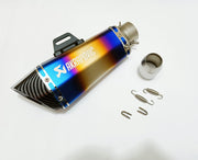 Royal Piston Universal Akrapovic Mini Silencer - The Ultimate Weapon of Sound and Style for Every Sport Bike Enthusiast (Blue)