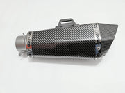 Royal Piston Universal Akrapovic Mini Silencer - The Ultimate Weapon of Sound and Style for Every Sport Bike Enthusiast (Black + Silver)