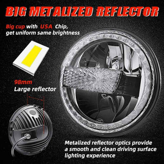 Royal Piston 7" LED Headlight Highest Powerful Beam of All Time | OSRAM LED, Minus Hightech Korean Chip, High/Low Beam, DRL | For Thar, Jeep, Gypsy