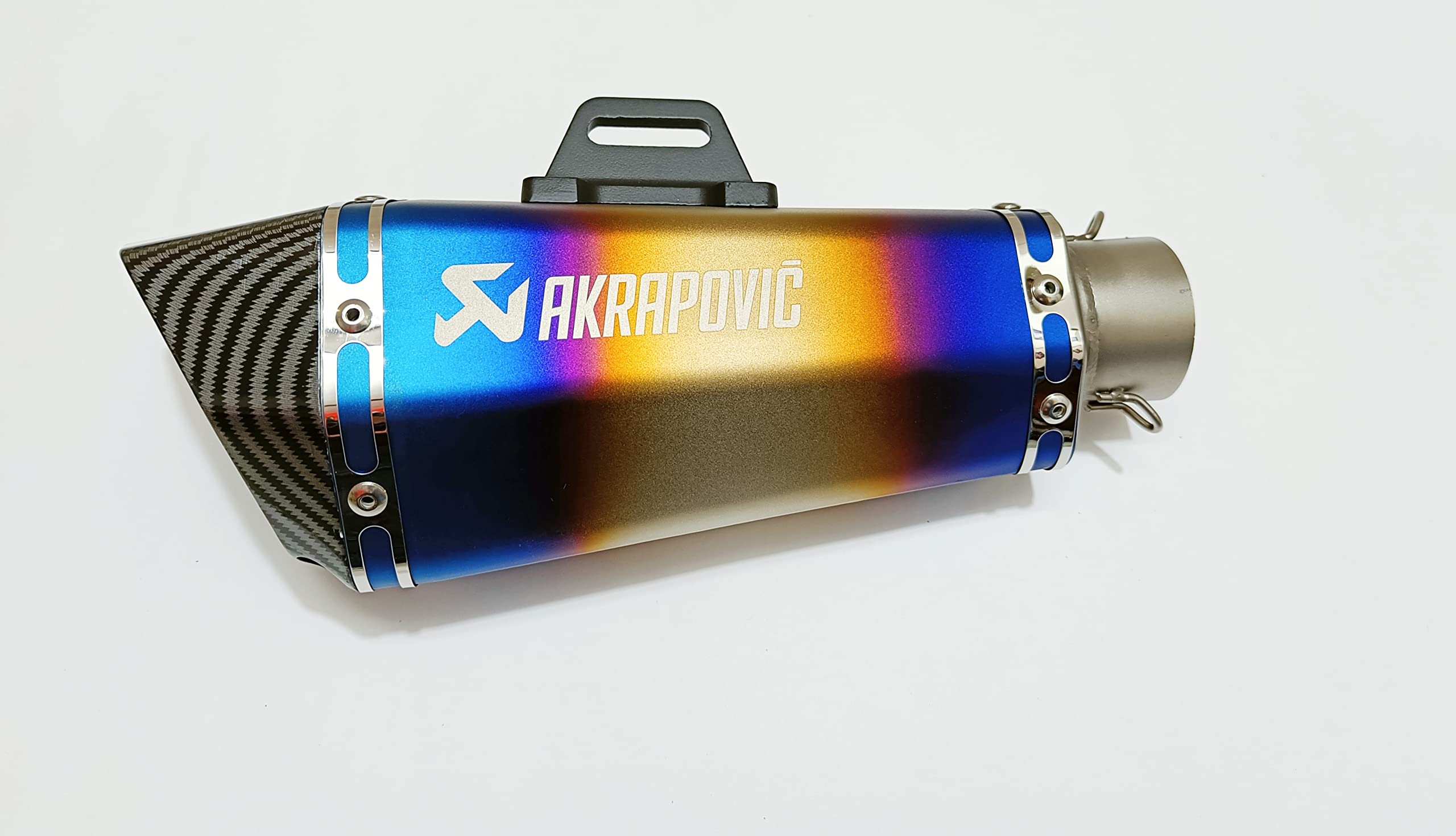 Royal Piston Universal Akrapovic Mini Silencer - The Ultimate Weapon of Sound and Style for Every Sport Bike Enthusiast (Blue)