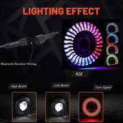 Royal Piston 7 Inch RGB LED Headlight | 75-120W CREE/Osram | Multicolor Compatible with Royal Enfield, Jeep, Thar, Gypsy