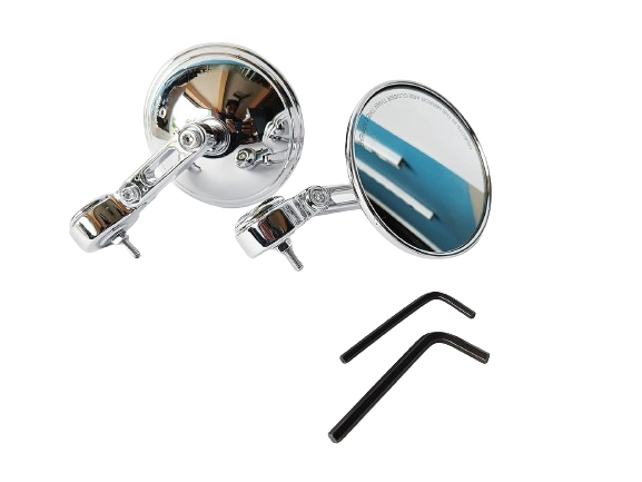 Royal Piston High Definition Round Side Mirrors Clear View 360: Wide-Angle Side Right Mirror For Maximum Visibility With Universal Fit For All Bikes - Royal Piston